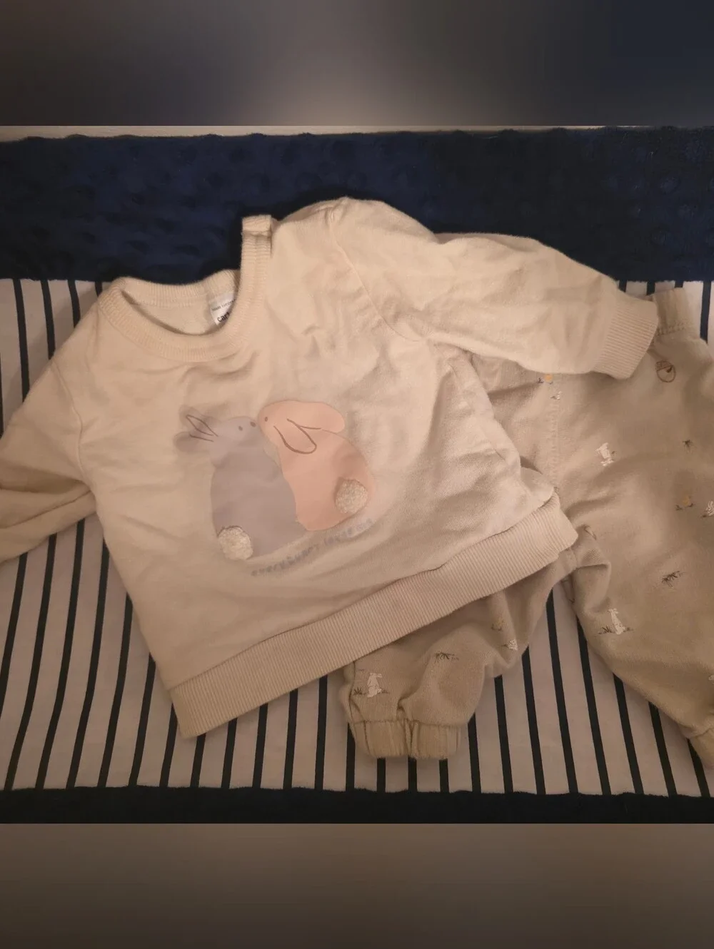 Beige Baby Bunny Sweatshirt and Pants Set
